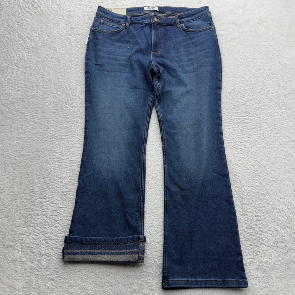 Wrangler Retro Mae‎ Mid Rise Bootcut Flannel Lined Jeans Dark Wash 32x30 NEW